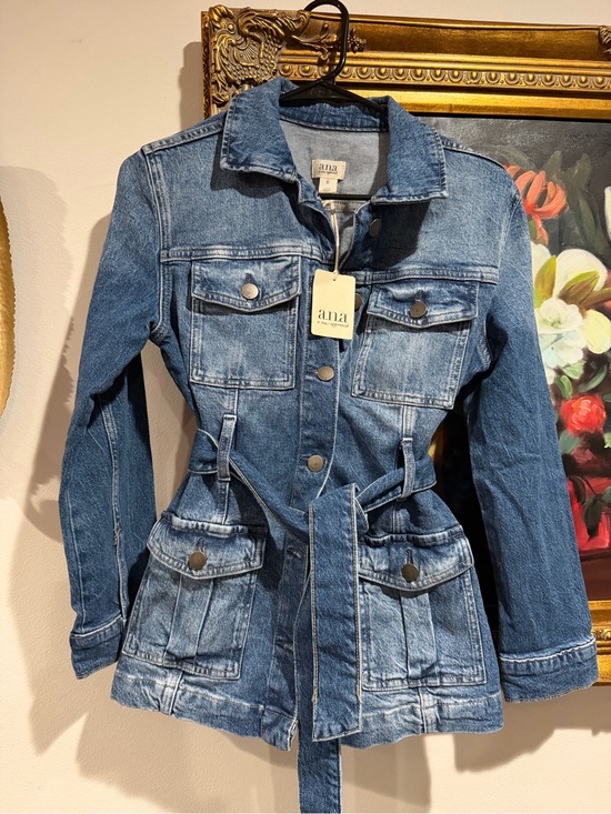 a.n.a Jackets & Blazers - a.n.a Blue Denim Belted Utility Jacket with Front Pockets